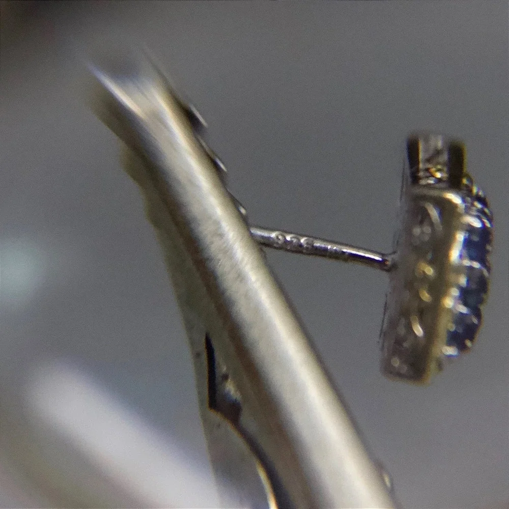 Vintage Sterling Silver 925 Blue Sapphire Square Filigree Stud Earrings‎
